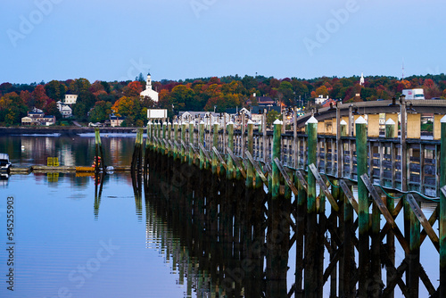 Canvas Print Dock over the Sheepscot River in Edgecomb, Maine