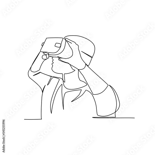 Gamer vector illustration drawn in line art style