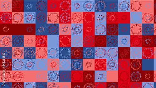 red, pink and blue geometric pattern, wallpaper for fabric, tile and tablecloth