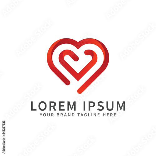 Double heart medical and healthcare modern logo template, Two Heart Combine Icon and Symbol
