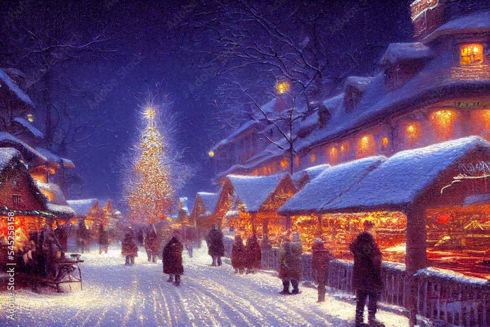 christmas market, town square, created with generative ai