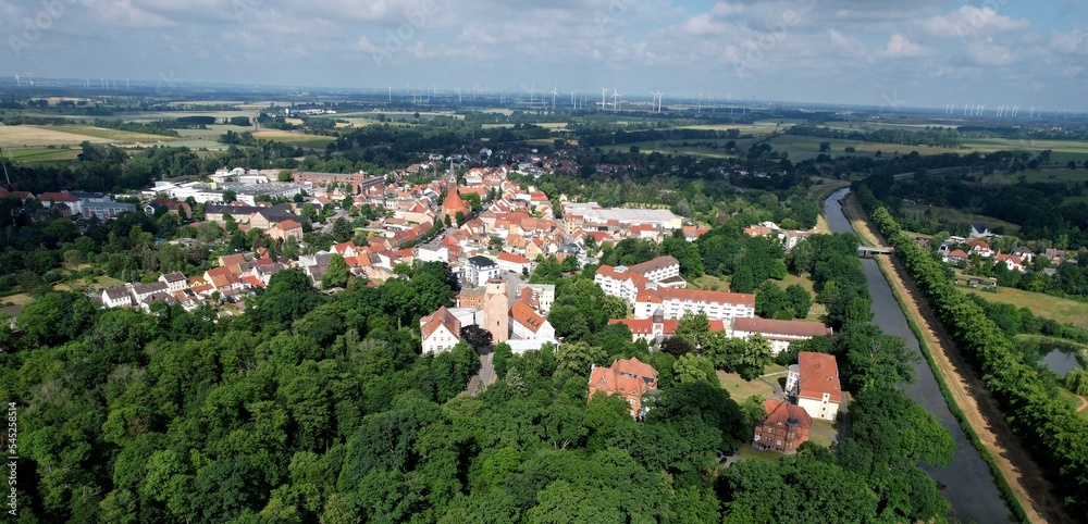 Bad Liebenwerda, Blick über das Wäldchen zum Stadtzentrum 2022