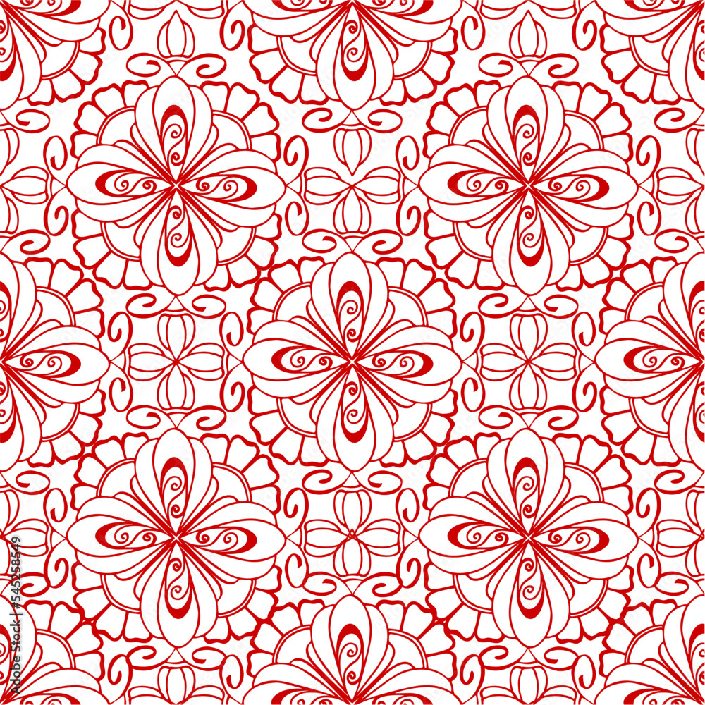 seamless graphic pattern, floral red ornament tile on white background, texture, design seamless graphic pattern, floral red ornament tile on white background, texture, design