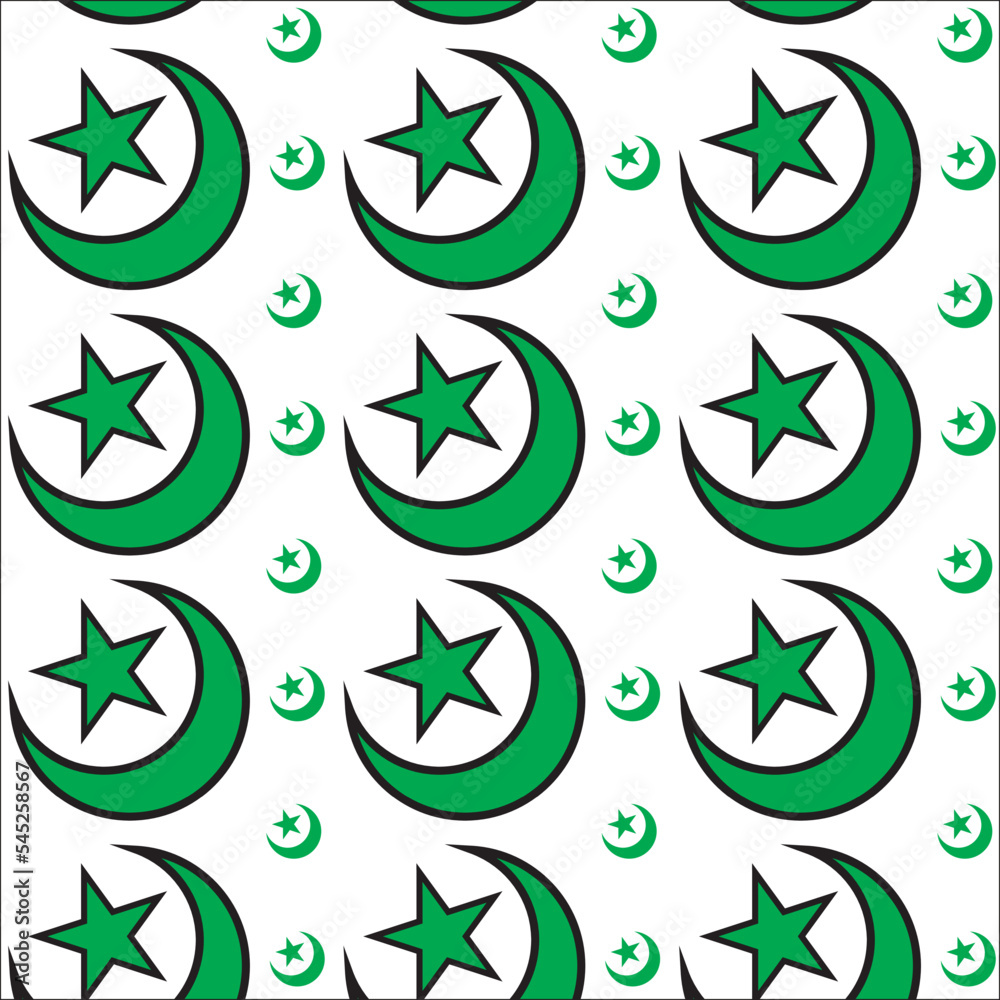 Fototapeta premium Pattern with green color moon and star, seamless pattern background abstract vector