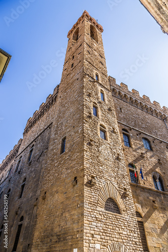 Florence, Italy. Tower of the Bargello Palace (residence of the podest and city council), XIII century photo