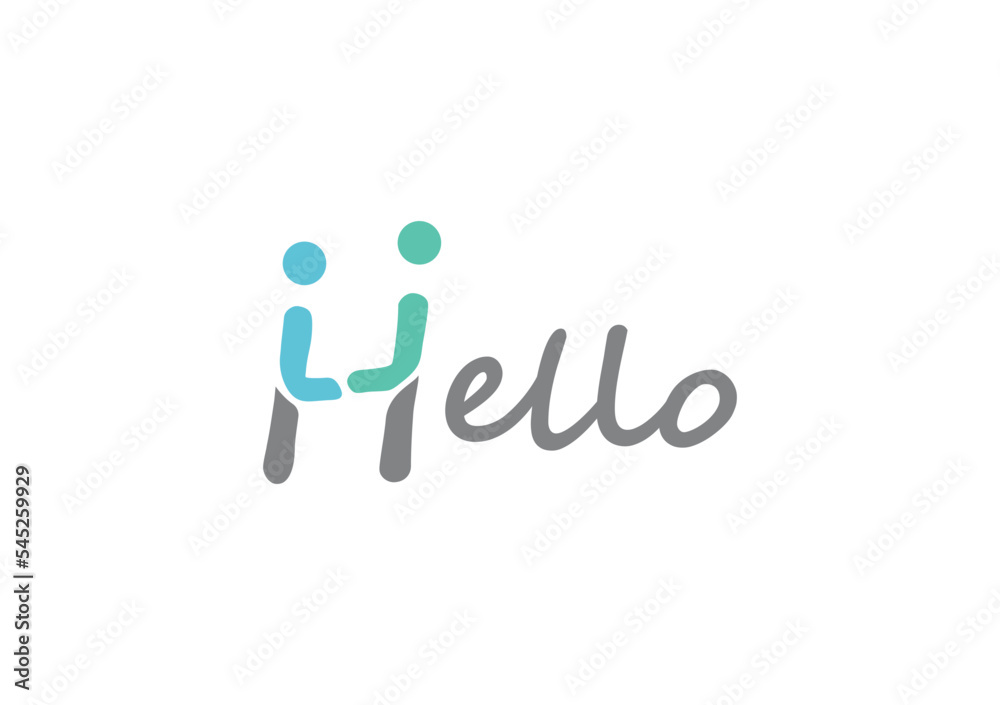 Hello vector concept showing humans interacting with each other Hello vector concept showing humans interacting with each other