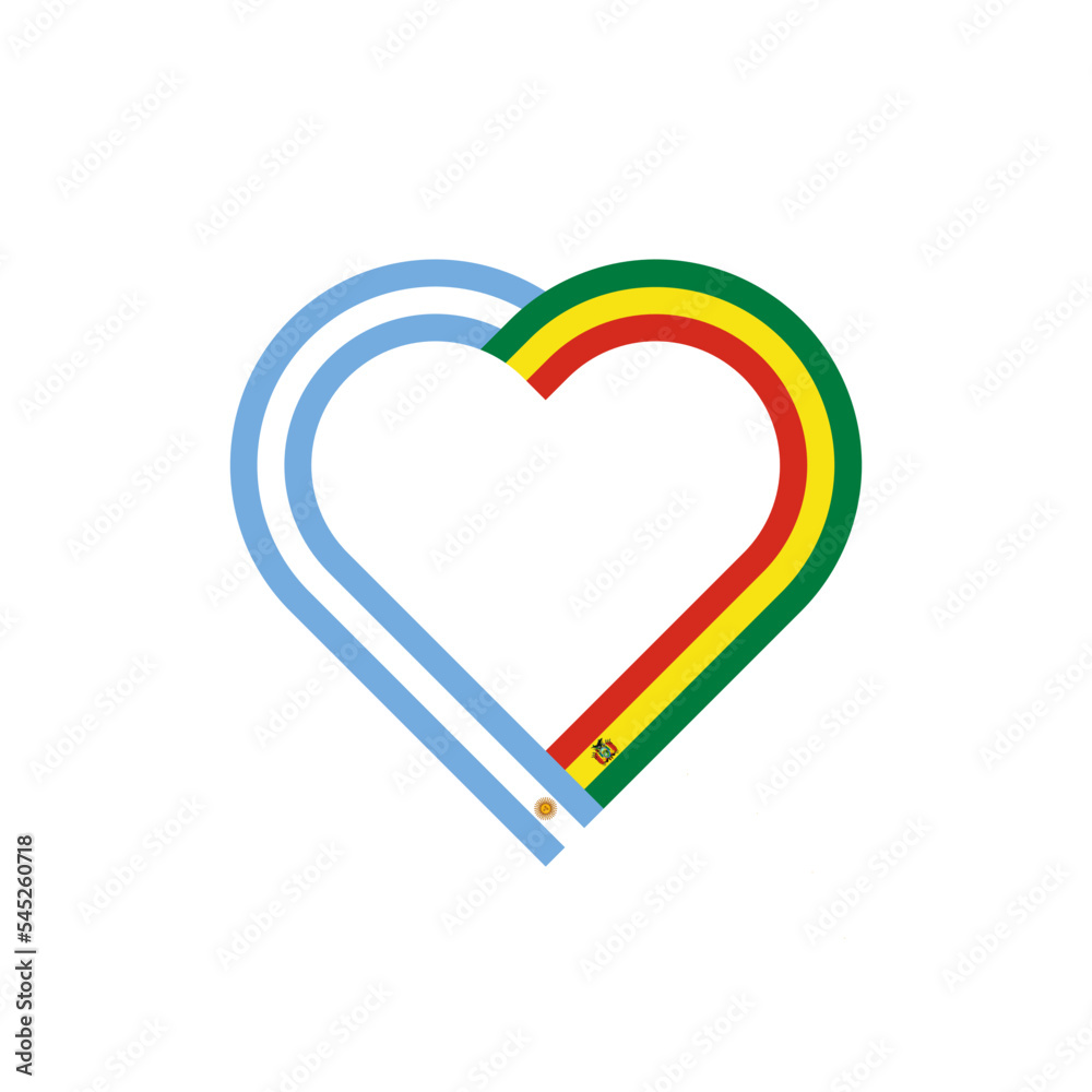 friendship concept. heart ribbon icon of argentina and bolivia flags. vector illustration isolated on white background friendship concept. heart ribbon icon of argentina and bolivia flags. vector illustration isolated on white background
