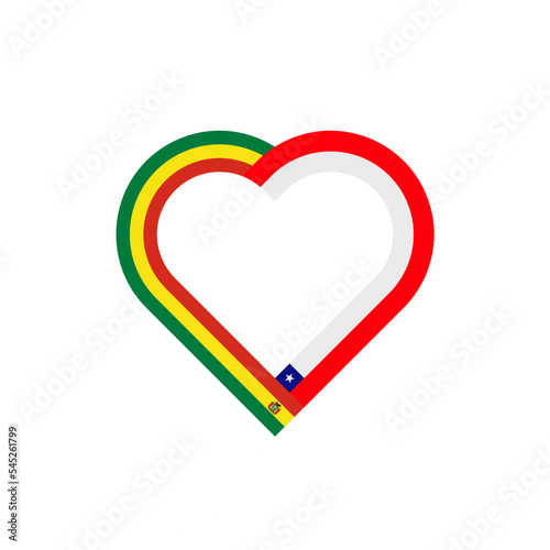friendship concept. heart ribbon icon of bolivia and chile flags. vector illustration isolated on white background