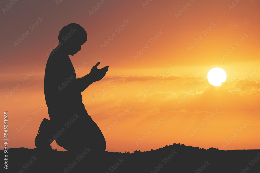 man praying for blessings from god. A lonely, heartbroken, unemployed and hopeless man.