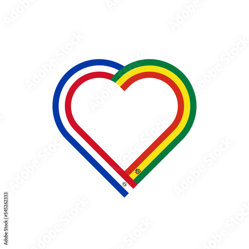 friendship concept. heart ribbon icon of paraguay and bolivia flags. vector illustration isolated on white background