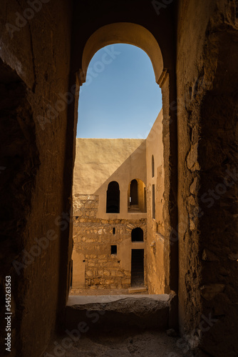 Qasr Kharana Desert Castle Interior Window on the Courtyard in Jordan photo