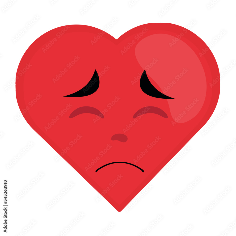 vector cartoon character illustration of a heart with a sad and sorry expression vector cartoon character illustration of a heart with a sad and sorry expression