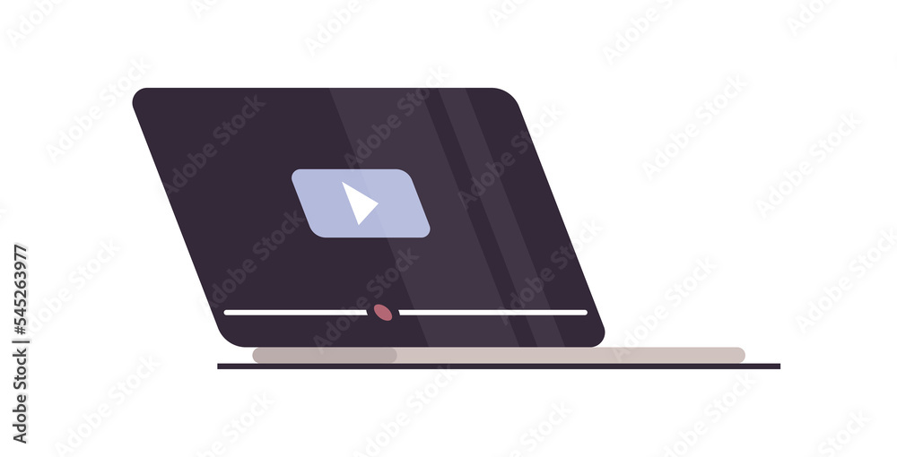 Laptop watching video player and webinar, business online training, education on computer, e-learning concept flat illustration.
Laptop watching video player and webinar, business online training, education on computer, e-learning concept flat illustration.