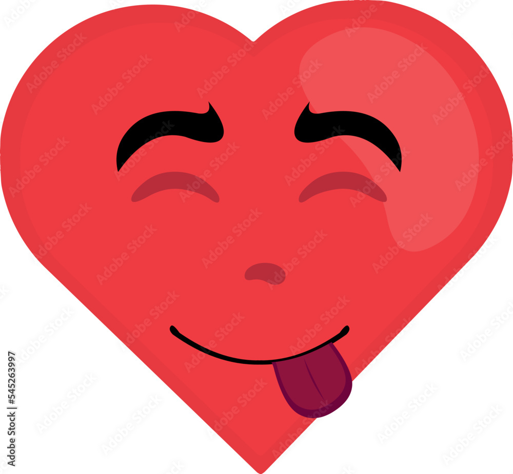 vector illustration of cartoon character of a heart with an expression of yummy that delicious