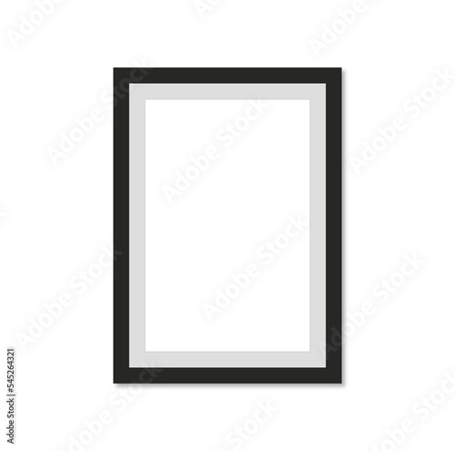 Photo frame and blank picture frame with shadow on background flat illustration. 