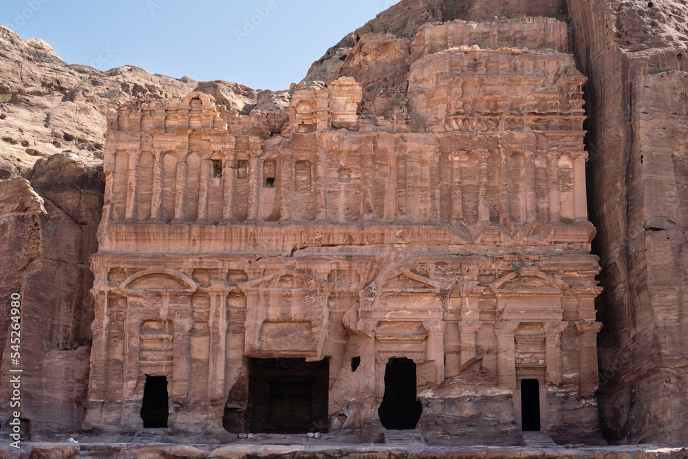 Palace Tomb Facade in Petra, Wadi Musa, Jordan, a Nabatean Rock Grave Exterior