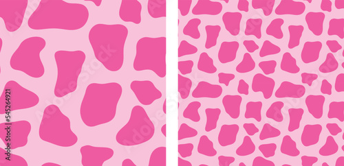 Pink Strawberry Cow Animal Print Seamless Pattern Vector Illustration