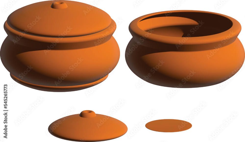 Traditional Asian clay pot in 3d mesh vector Stock Vector Adobe Stock