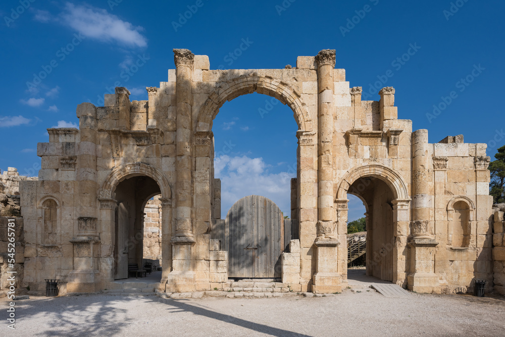 Gerasa South Gate, the Entrance to the Ancient Roman City in Jerash, Jordan