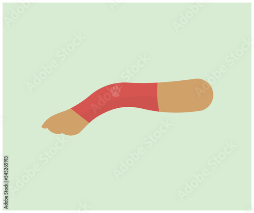 Medical treatment of pet concept: bandaging a dog's paw logo design. Veterinary Treating Dog In Surgery vector design and illustration.

