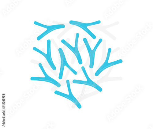 Bacteria Bifidobacterium,  gram-positive anaerobic rod-shaped bacteria which are part of normal flora of human intestine logo design. Probiotic, Microbiology science and medicine vector design and ill
