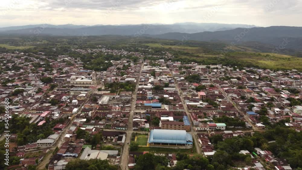 Aerial view of the town of chaparral tolima colombia. concept of trips and towns Aerial view of the town of chaparral tolima colombia. concept of trips and towns