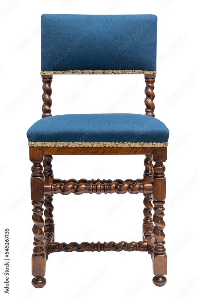 Fototapeta premium Vintage baroque style ,antique mahogany Chair with red fabric isolated on white background