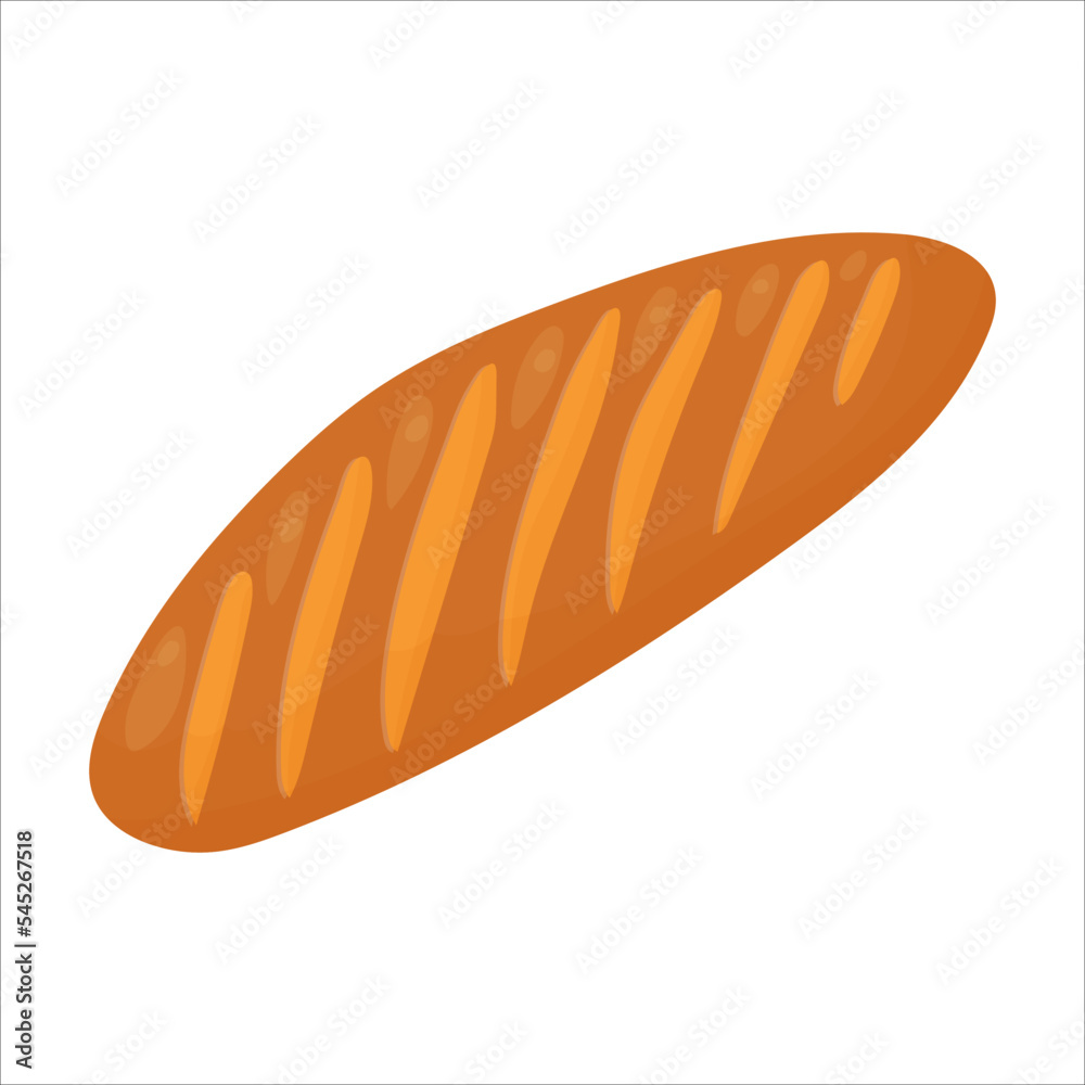 A loaf of bread. Butter pastry. Confectionery. Bun for breakfast. Bakery. Vector illustration on a white background. A loaf of bread. Butter pastry. Confectionery. Bun for breakfast. Bakery. Vector illustration on a white background.