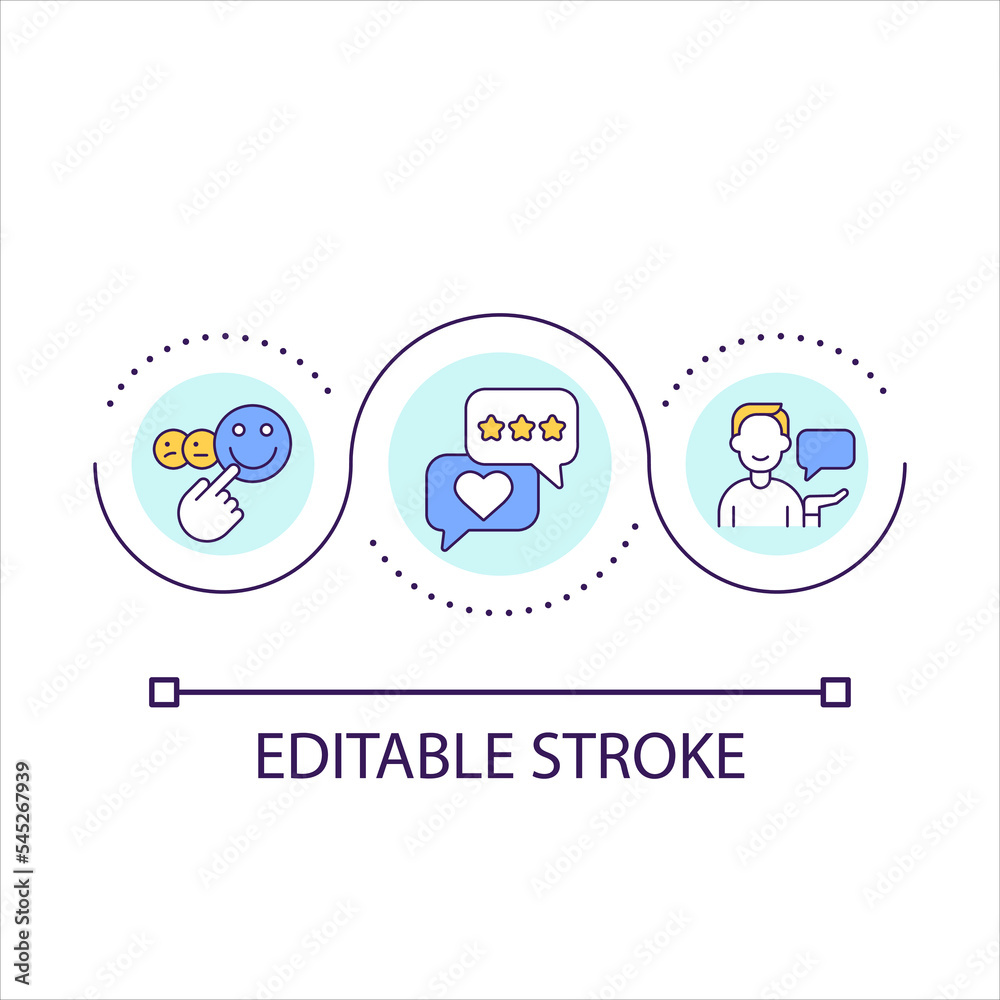 Target audience activity loop concept icon. Social media engagement. Interaction with content abstract idea thin line illustration. Isolated outline drawing. Editable stroke. Arial font used