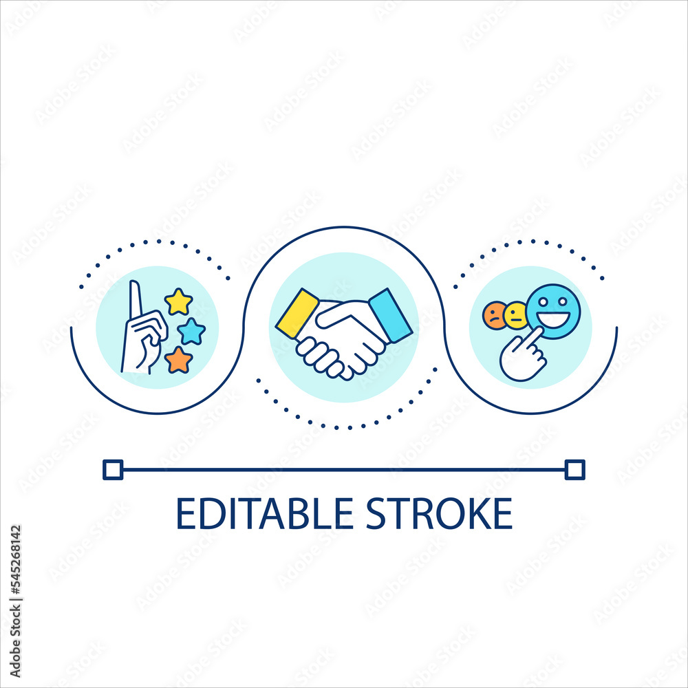 Build strong connection loop concept icon. Positive relationship. Partnership. Social engagement abstract idea thin line illustration. Isolated outline drawing. Editable stroke. Arial font used Build strong connection loop concept icon. Positive relationship. Partnership. Social engagement abstract idea thin line illustration. Isolated outline drawing. Editable stroke. Arial font used