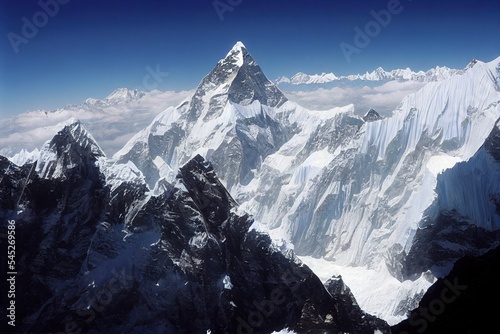 Nepal, Khumbu, Everest region, Ama Dablam from high camp on Pokalde peak