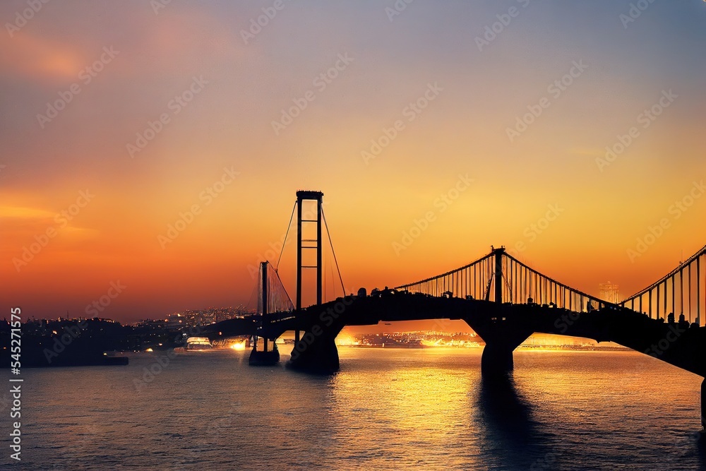 Istanbul Bosporus Bridge on sunset