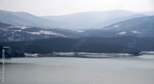 Gökçe Dam Lake, located in Yalova, Turkey, is an important tourist area with its nature and silence. photo