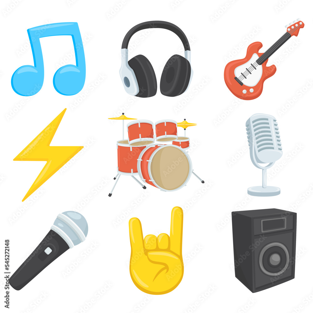 Rock And Roll Sign Emoji Icon Illustration. Music Instruments Vector