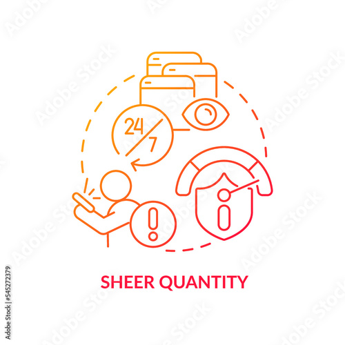 Sheer quantity red gradient concept icon. Infoxication issue. Media fatigue. Absorb too much information abstract idea thin line illustration. Isolated outline drawing. Myriad Pro-Bold font used