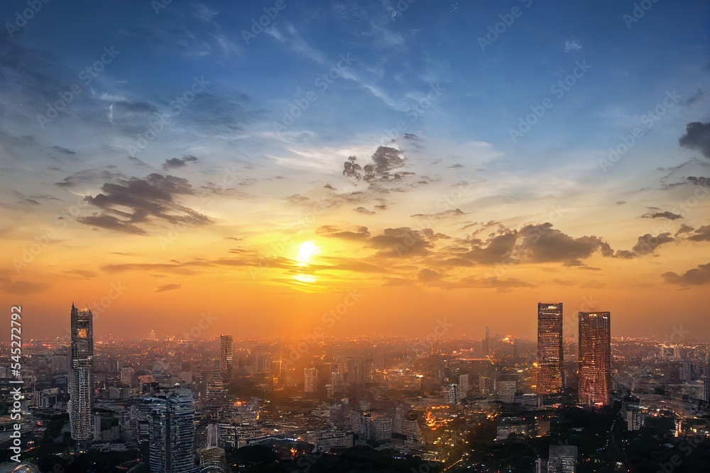 Fototapeta premium Bangkok August 27 view from the state tower 49 th floor in the twilight time on August 27, 2017.