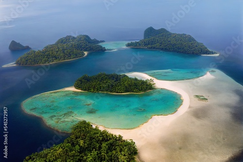 Widok z lotu ptaka tropikalna wyspa Bohey Dulang blisko Siapdan wyspy, Sabah Borneo, Malezja.