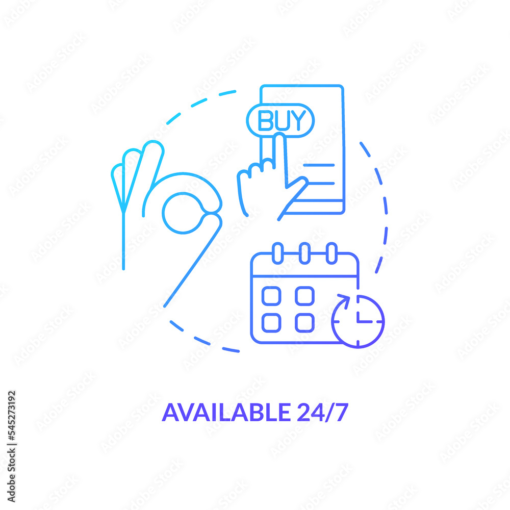 Available hourly blue gradient concept icon. Mailbox advantage ...