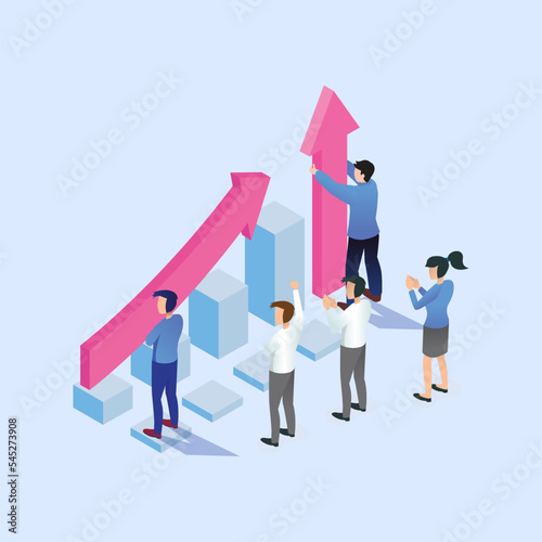 Business success concept isometric illustration collection