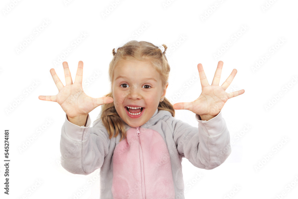 Happy little girl expressing her emotions Happy little girl expressing her emotions
