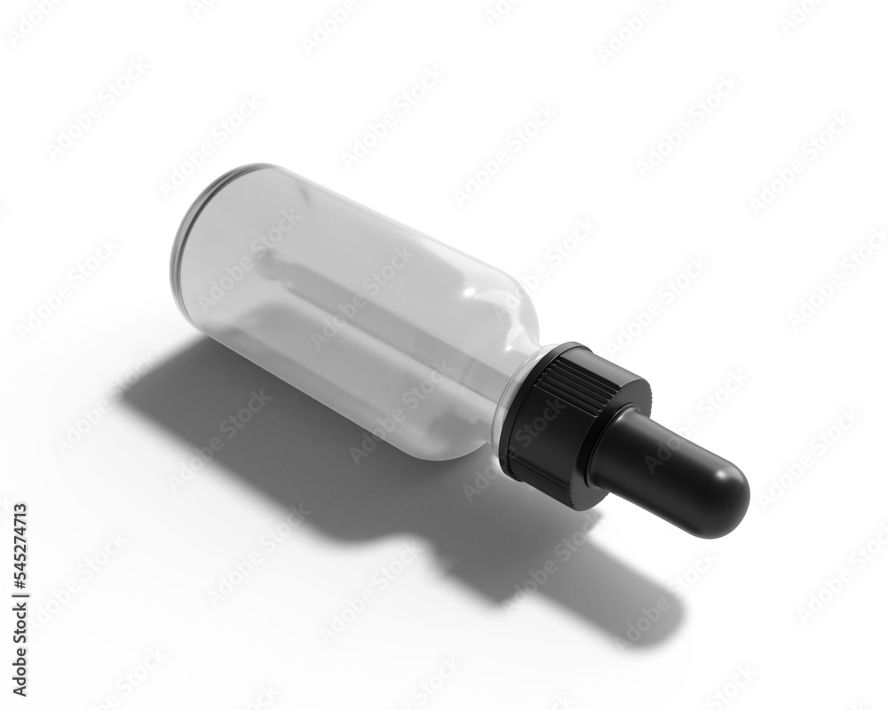 Blank cosmetic dropper bottle with transparent background. 3d render. Blank cosmetic dropper bottle with transparent background. 3d render.
