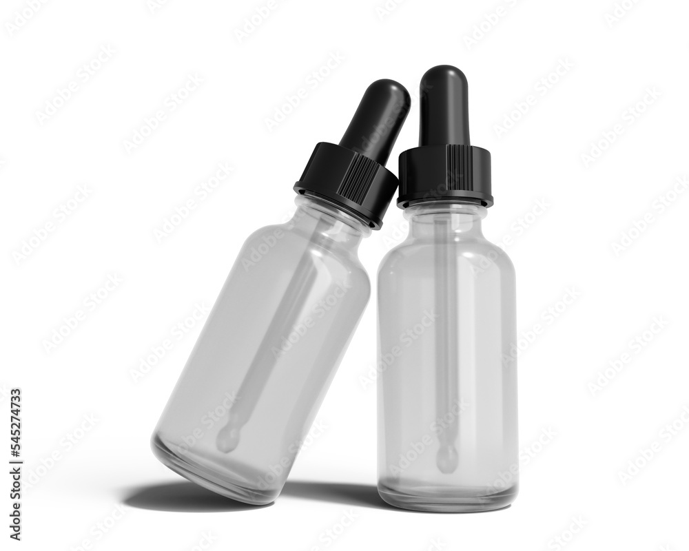 Blank cosmetic dropper bottle with transparent background. 3d render. Blank cosmetic dropper bottle with transparent background. 3d render.
