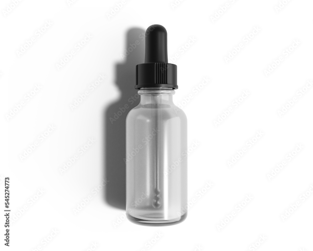 Blank cosmetic dropper bottle with transparent background. 3d render. Blank cosmetic dropper bottle with transparent background. 3d render.