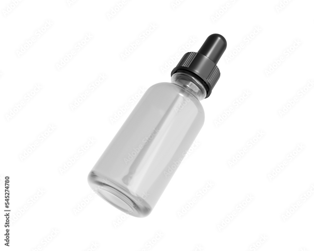 Blank cosmetic dropper bottle with transparent background. 3d render. Blank cosmetic dropper bottle with transparent background. 3d render.