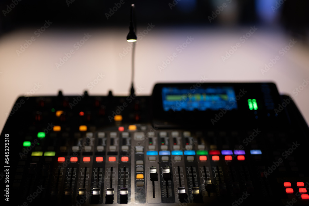 mixer console, audio mixing board
