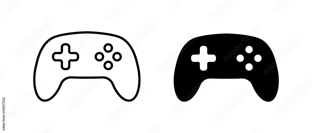 Wireless gaming joystick icon. Computer console controller with control buttons and screen for vector gamers Wireless gaming joystick icon. Computer console controller with control buttons and screen for vector gamers