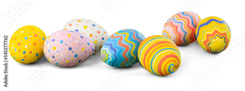 Leinwand Poster Easter eggs painted in different colors