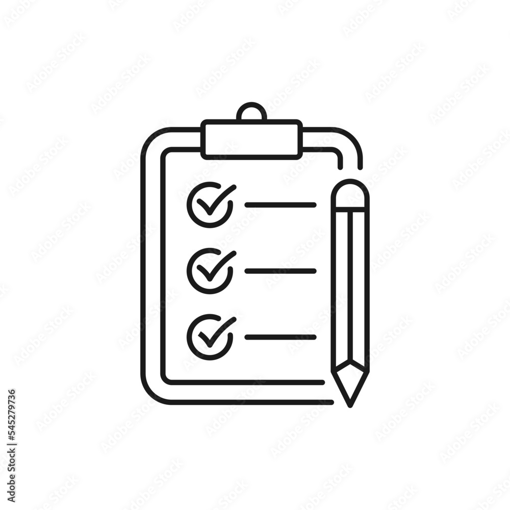 Clipboard and pen. Checklist form icon design isolated on white background. Vector illustration Clipboard and pen. Checklist form icon design isolated on white background. Vector illustration