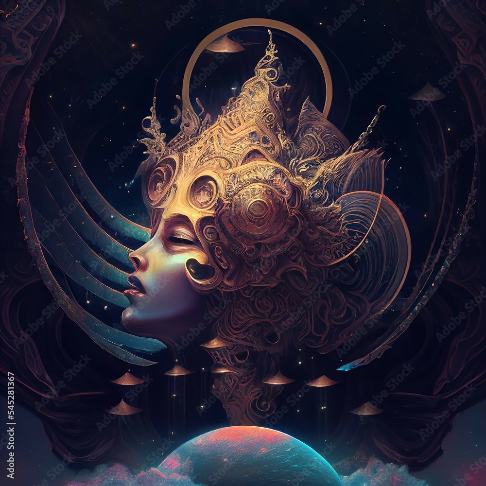 woman in a background magic art woman in a background magic art