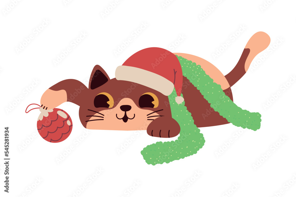 christmas cat with ball